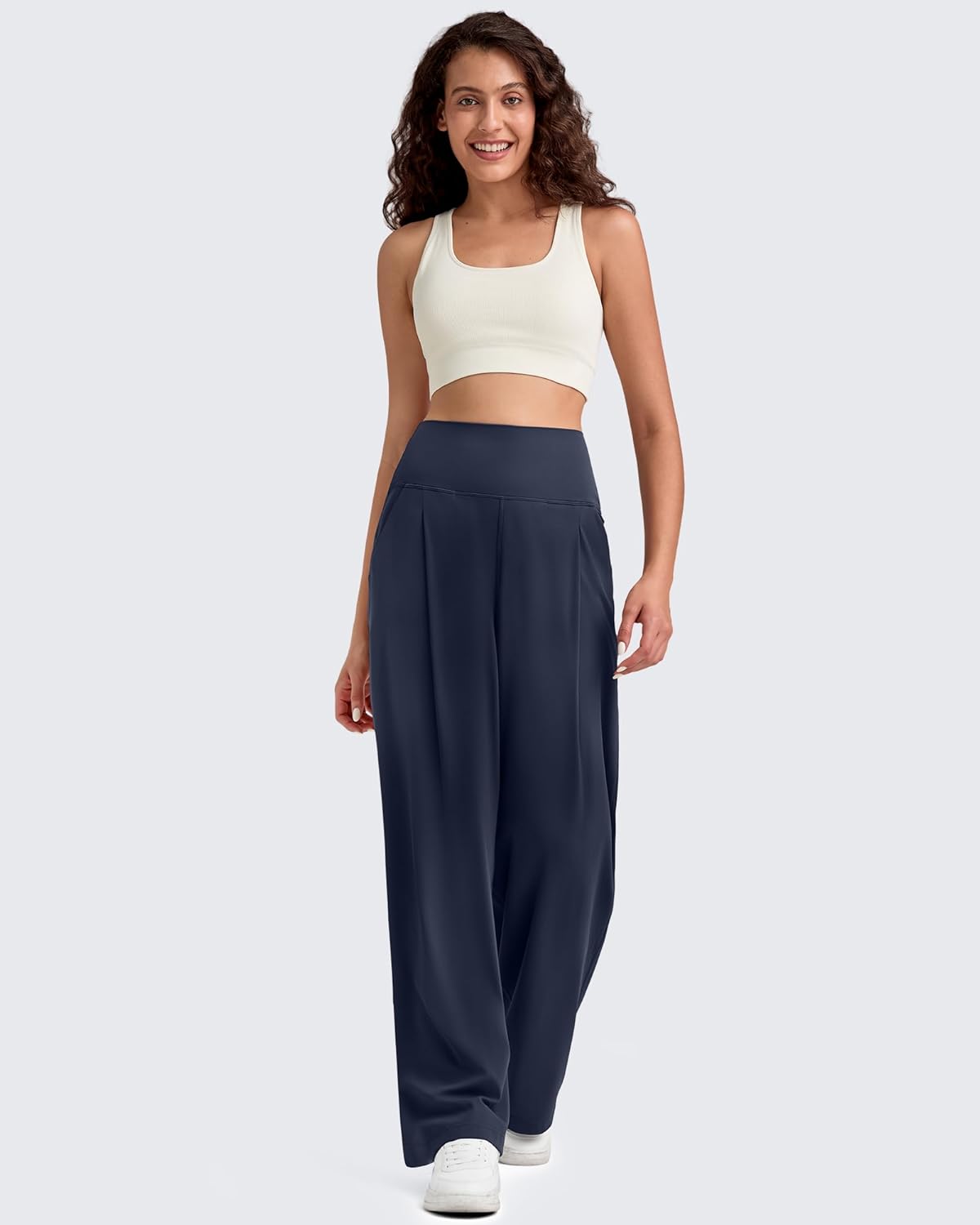 G4Free BareFeel High Stretch Wide Leg Pants for Women Soft High Waisted Pleated Casual Pants with Pockets 28"/30"/32" - Image 5