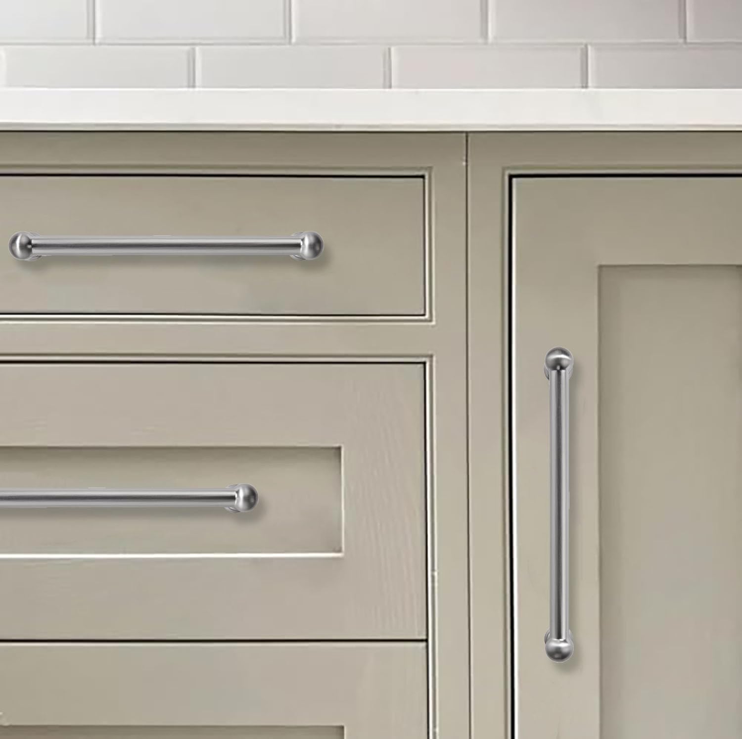 KHTUMEWARE-170309 Brushed Nickel Cabinet Pulls CTC 5 in (128 mm) 10-Pack in Brushed Nickel — KHTUMEWARE
