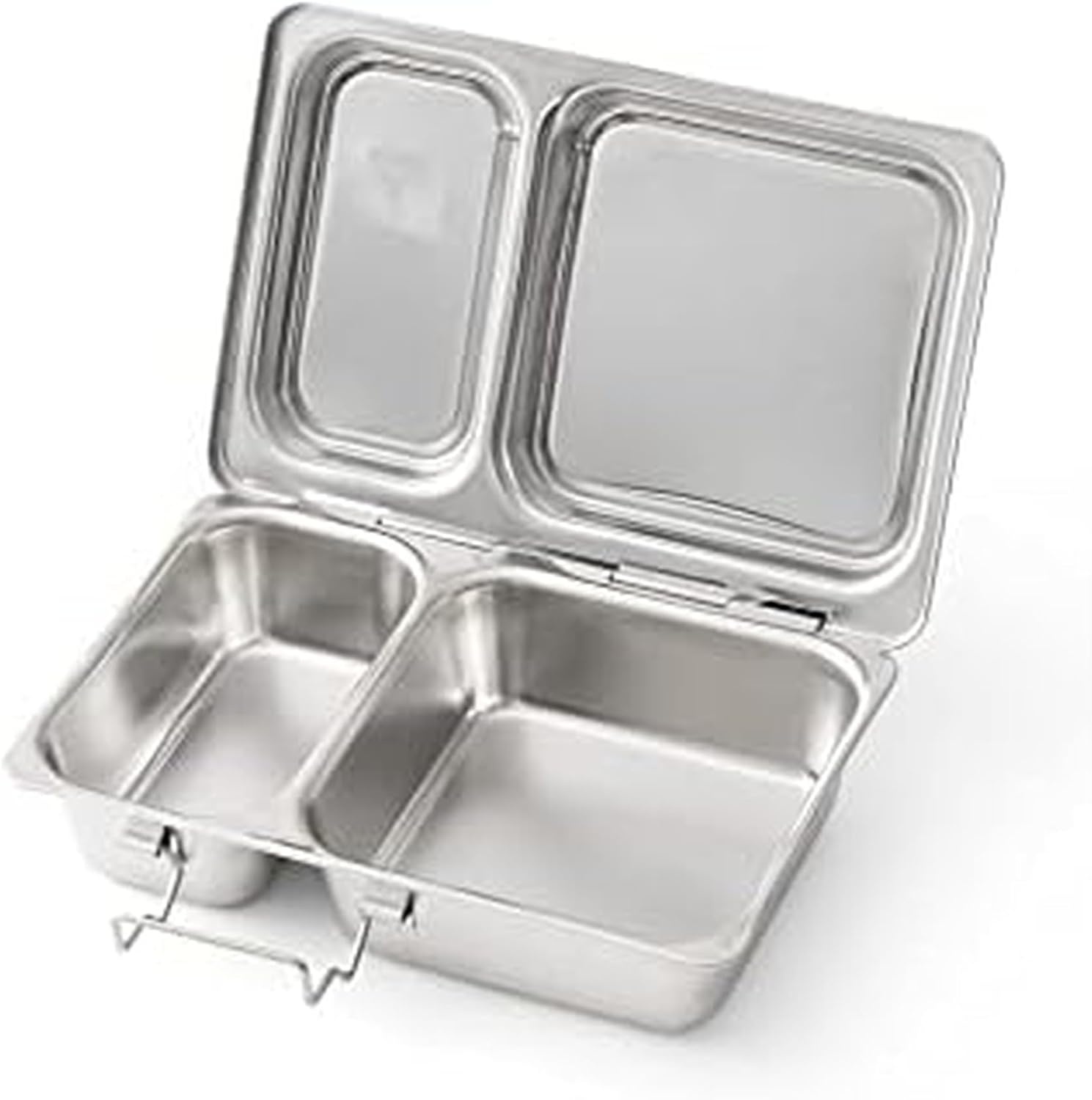 PlanetBox LAUNCH classic stainless steel bento lunch box with 3 compartments for adults and kids Recycled Stainless Steel 3 Compartments - Image 1 of 5
