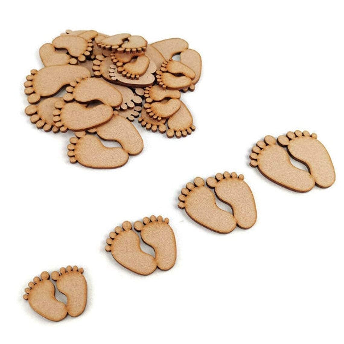 20 Pcs DIY MDF Cutouts , Cute Baby Feet Craft Shapes 1