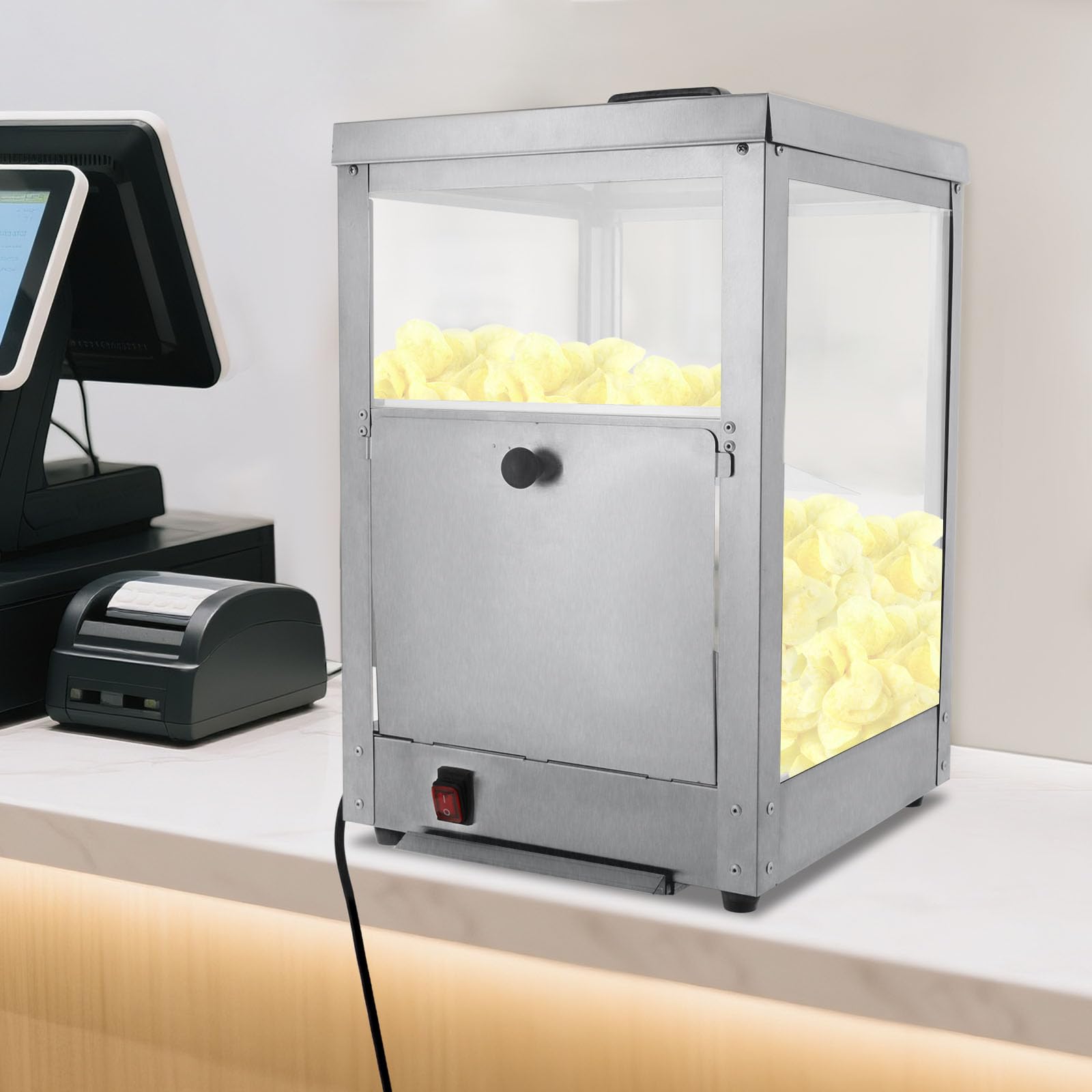 Nacho - Calentador de chips de acero inoxidable (300 W, 220 V, 35 L, 7,7 Gal, para patatas fritas, resistente al agua, 55 ℃/131 ℉)