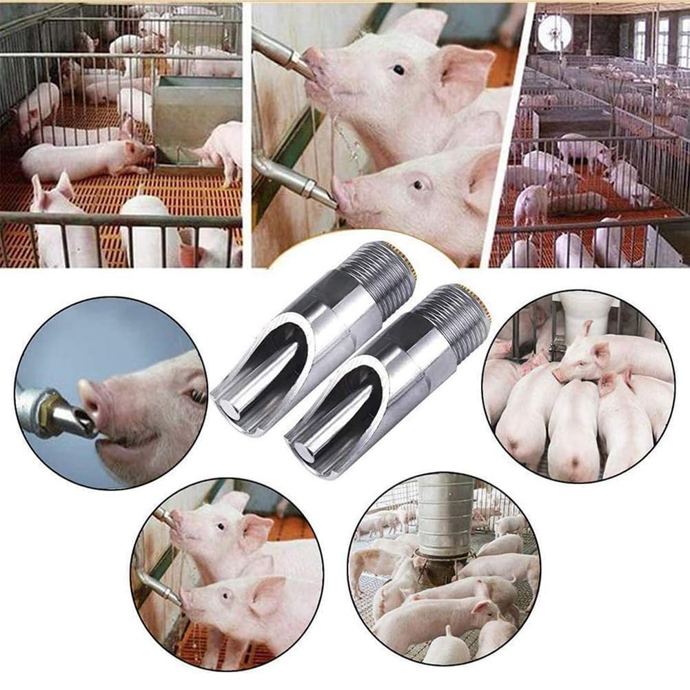 Abbeveratoio per Maiale in Acciaio Inossidabile con Tappo in Rame - Per Suini, Cavallo, Bovino, Capra, Pecora - 2 PCS