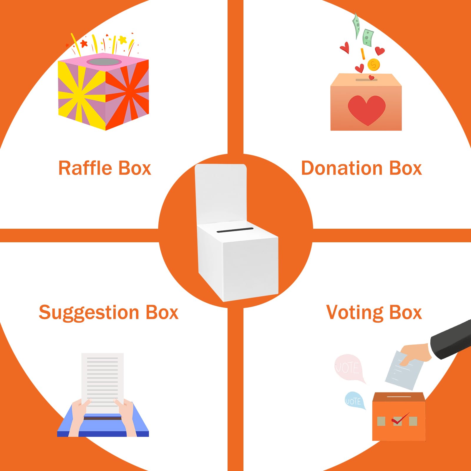 6 cajas de boletos para rifa con cabecera extraíble, caja de donación de votación de sugerencia de rifa con ranura para recaudación de fondos