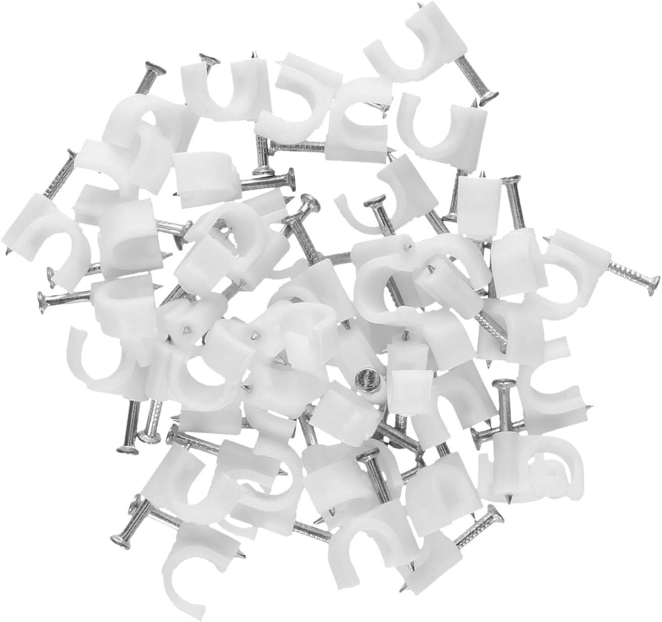 Nartel® Round Cable Clip, 8mm - White, Pack of 100