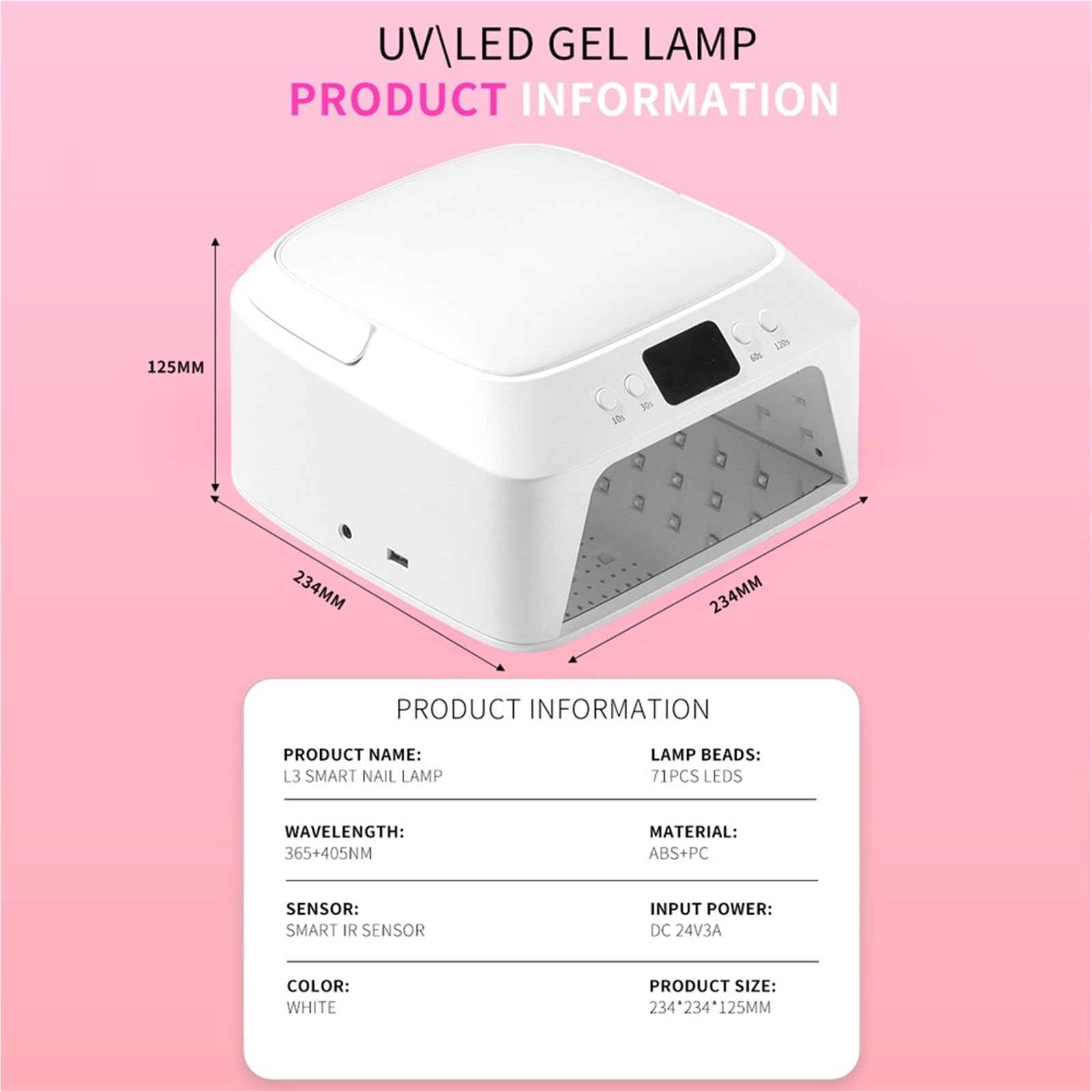 71 diod LED Lampa UV do paznokci Duża przestrzeń Suszarka z poduszką na dłonie Profesjonalna lampa Manicure Pedicure Praktyczny