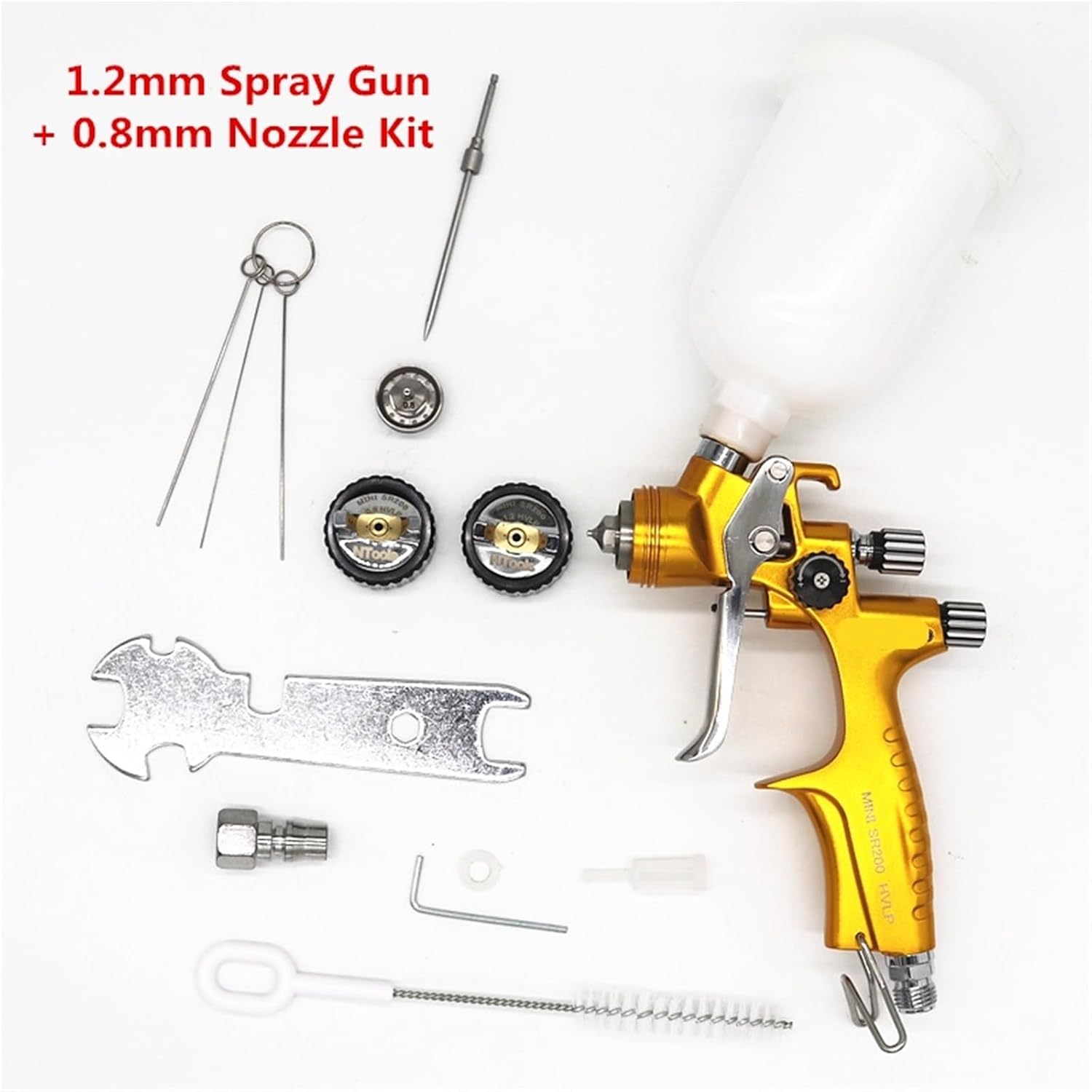1.2MM Spray with 1.0mm Or 0.8MM Nozzles Needle Cap Automotive Air Paint Sprayer Kit with 250cc Cap(1.2 and 0.8mm)
