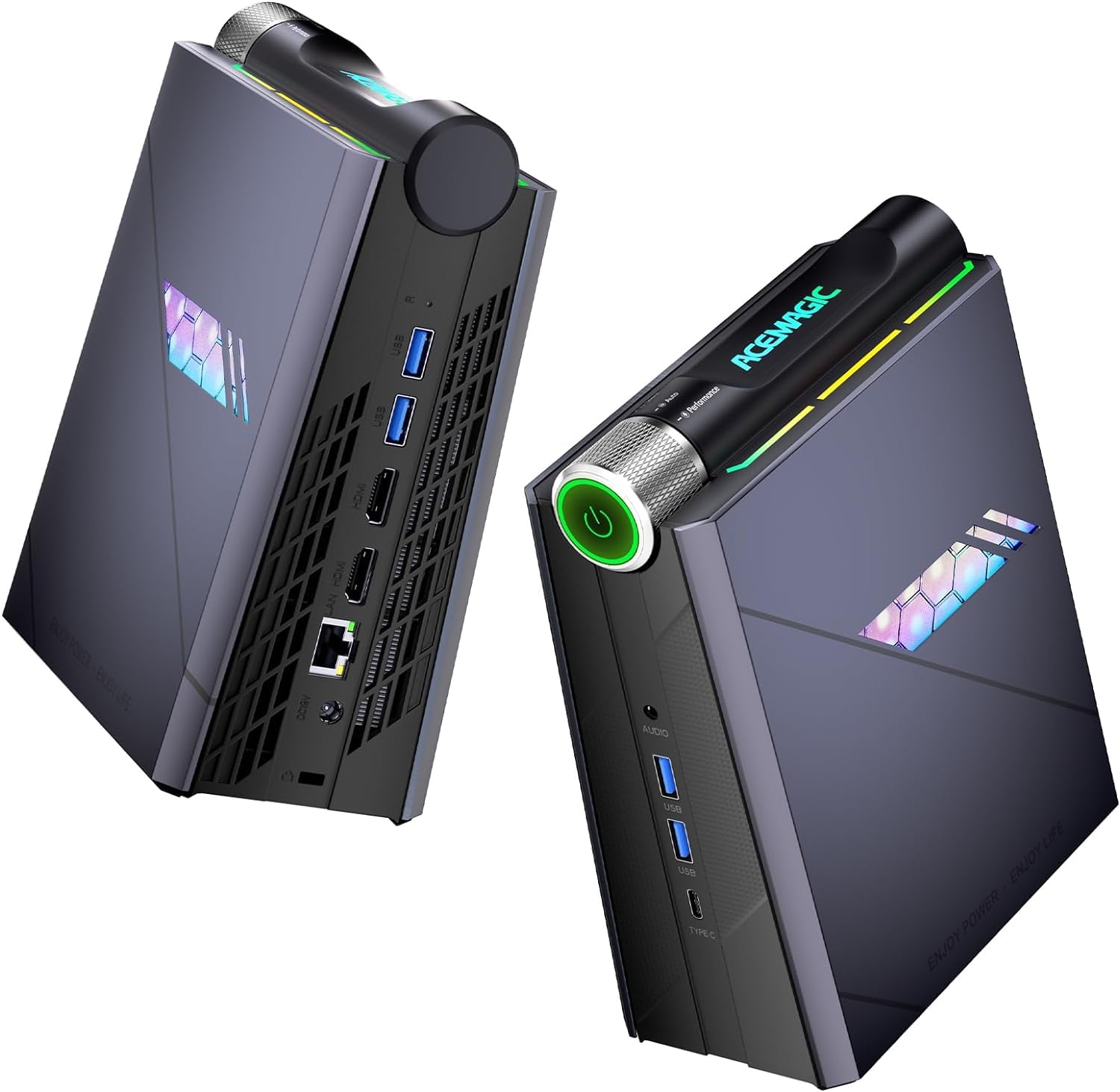 ACEMAGIC RGB Mini PC Gamer ΙntelCore i9 11900H (fino a 4,9 GHz) 32 GB DDR4 512 GB SSD, 24 MB Cache Micro Computer Desktop per Gaming/Business【3 modalità|Doppia ventola|WiFi 6|Bluetooth 5.2】