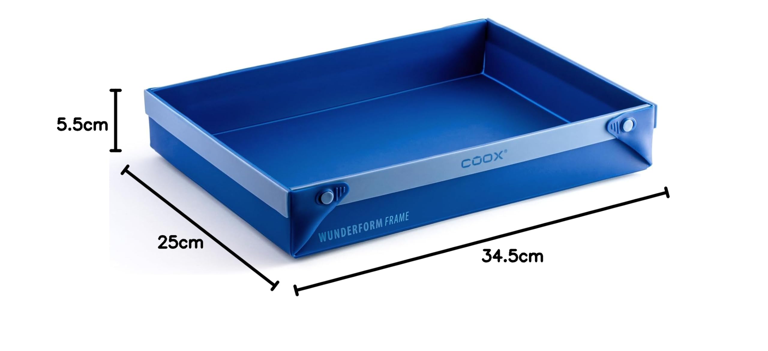 coox WUNDERFORM Frame LQ - die faltbare Kastenform mit Metallverstärkung - Backen & Servieren in Einem I Antihaft-Silikon I Spülmaschinenfest I Kein Stürzen I BPA-frei Blau