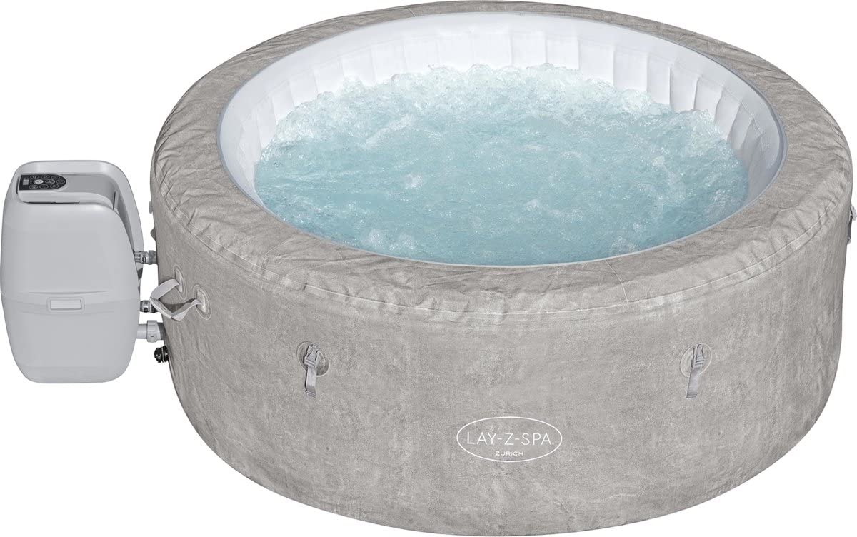 Bestway - Lay-Z-Spa Zurich - Idromassaggio Gonfiabile - 180 x 66 CM - Max. 2 a 4 Persone - Rotonda - Pompa e Telecomando Inclusi