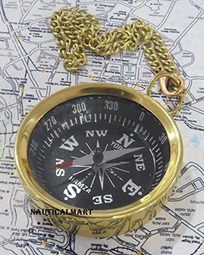 Brújula de bolsillo NauticalMart de latón macizo y diseño liso miniatura 5