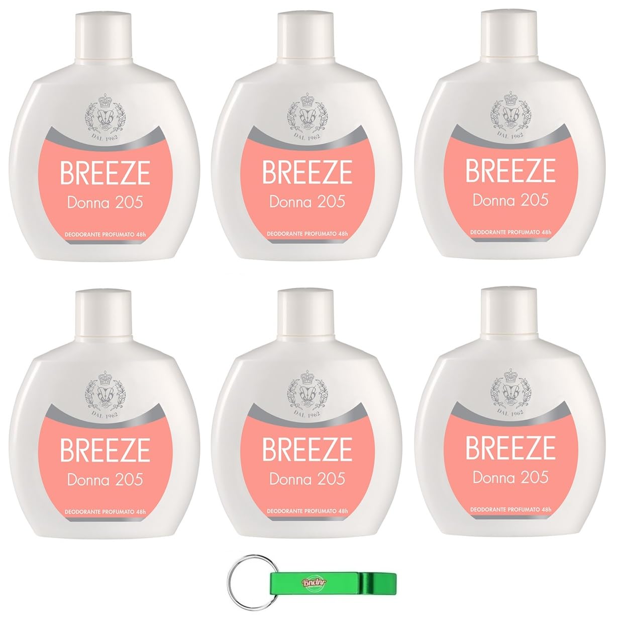 Breeze Donna 205 Desodorante Squeeze para mujer, sin gas y sin sales de aluminio, desodorante perfumado de 48 horas, 100 ml + llavero Beni Culinari gratuito