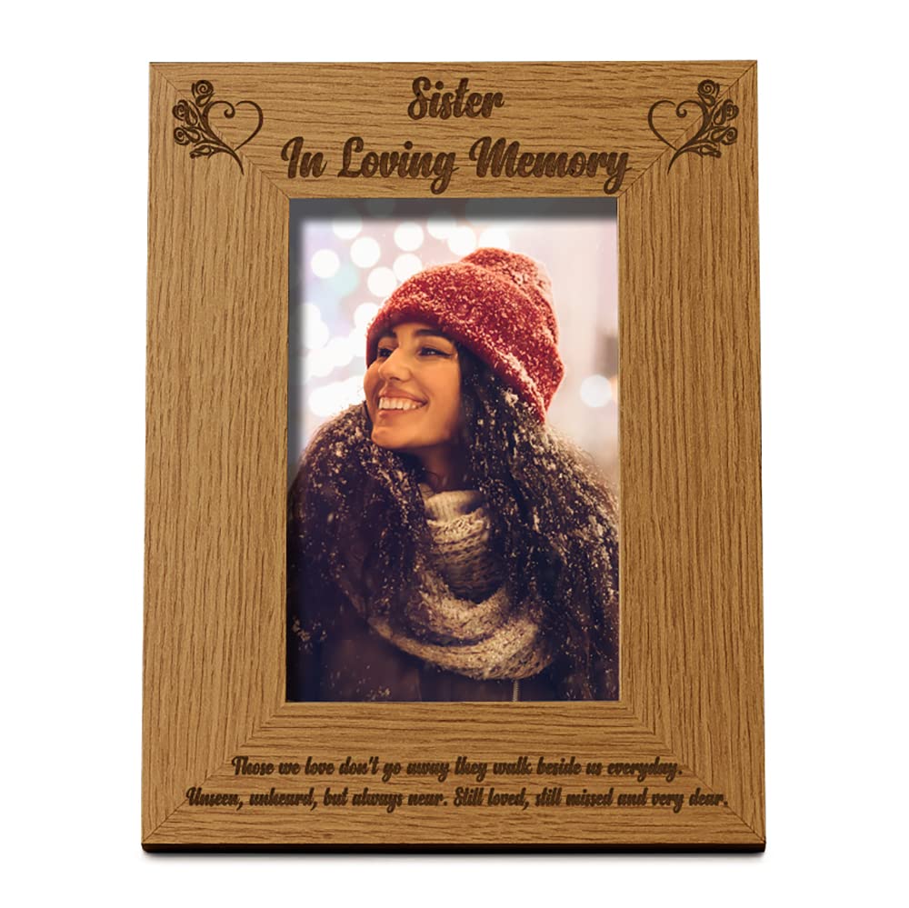 Ukgiftstoreonline Sister In Loving Memory Remembrance Portrait Wooden Photo Frame Gift (8 X 10 Inch)