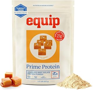 Equip Foods Prime Protein Powder | Clean, Grass Fed Beef Protein Powder, Carnivore Protein Isolate | Paleo, Keto Friendly, Gluten & Dairy Free, Helps Build & Repair Tissue| 30 Servings, Salted Caramel