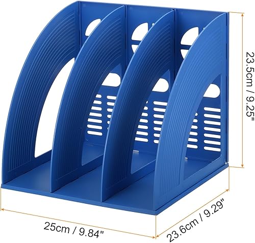 Miniatura 2 de PATIKIL Soporte para archivador de revista, plástico vertical de 3 compartimentos, libro de archivos de escritorio, periódico, estante de