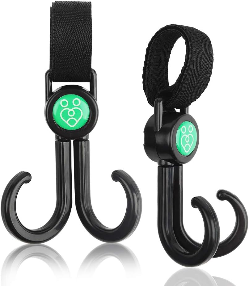 Parenthings Baby Stroller Pram Hooks Hanger on Handle Bar-Durable & Multipurpose, Swivel Adjustable Sturdy Straps, Hold Changing Bags, Shopping Bags, Buggies, Fit on Car Bike and Trolley