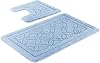 Bathroom Mats Rugs Set 2 Piece Burgundy Bath mats for Toilet, Machine Washable Bath Rug with Fashion Pattern, Non Slip TPR Backing Bathmat (20x31+20x20, Sky Blue)