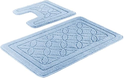 Miniatura 3 de HOMEVER Juego de 2 tapetes de baño para inodoro, antideslizante, respaldo de caucho termoplástico en tono gris, con tamaño de 31 x 20 pulgadas + 20