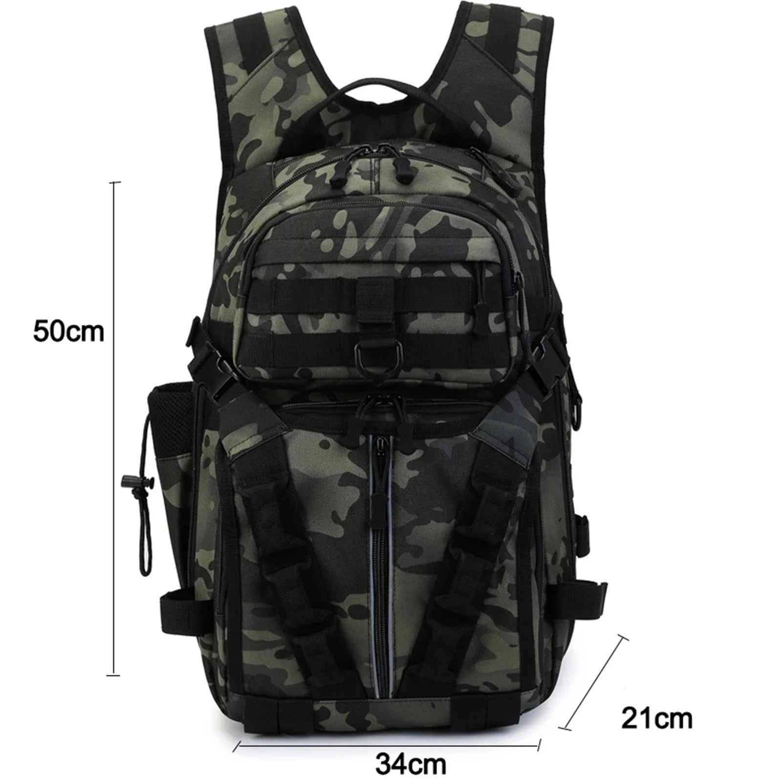Sac De PêChe Hommes pêche leurre Canne boîte Sac Camping Escalade Sac à Dos Multi-Fonction Hommes Sacs pêche Sac à bandoulière(Black)