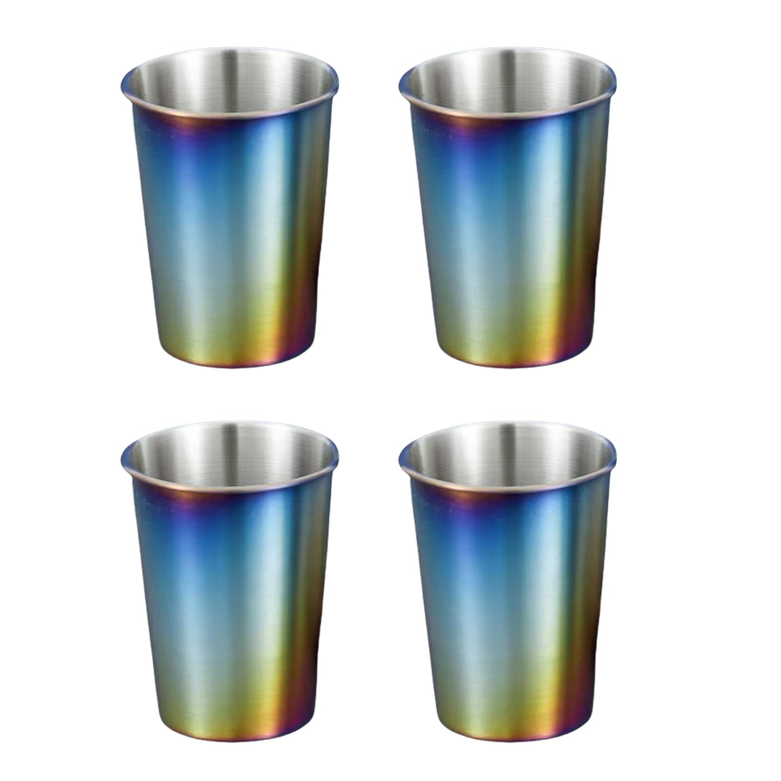 MALSSE 4pcs Stainless Steel Cups Stackable Metal Cold Water Glasses Family Use Drinking Cup Practical Family Use Drinkwares Metal Cups for Kids
