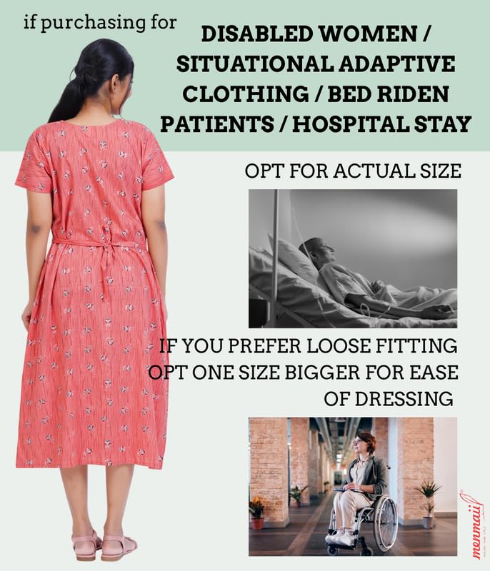 Image of MENMAII Women's [L-4XL] Full Open /Front Buttoned [a Kind of Adaptive Clothing] Multipurpose Nighty for Maternity /Pregnancy /Elderly /Patient /Feeding /Hospital Purpose Nighty Calf Length