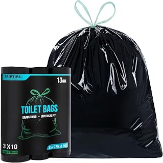 TRIPTIPS Portable Toilet Bags Drawstring Camping Toilet Bags Toilet Waste Bags Leak-Proof Toilet Liners, Trash Bags for Camping, Hiking, Traveling