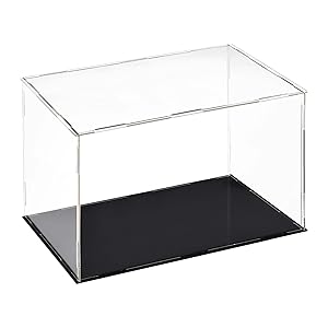Vitrina transparente de acrílico, 30 x 15 x 20 cm, caja organizadora de encimera, soporte organizador a prueba de polvo, con base negra para figuras de acción, juguetes, coleccionables,