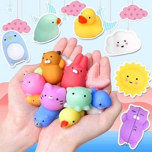 Miniatura 4 de Paquete de 60 juguetes Mochi Squishies para fiestas de niños de 4 a 8, mini juguetes esponjosos para aliviar el estrés, premios a granel, bolsas de