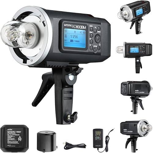 Godox AD600BM Bowens Mount 600Ws GN87 - Lámpara de techo de alta velocidad para estudio al aire libre con sistema inalámbrico X de 24 G y batería de