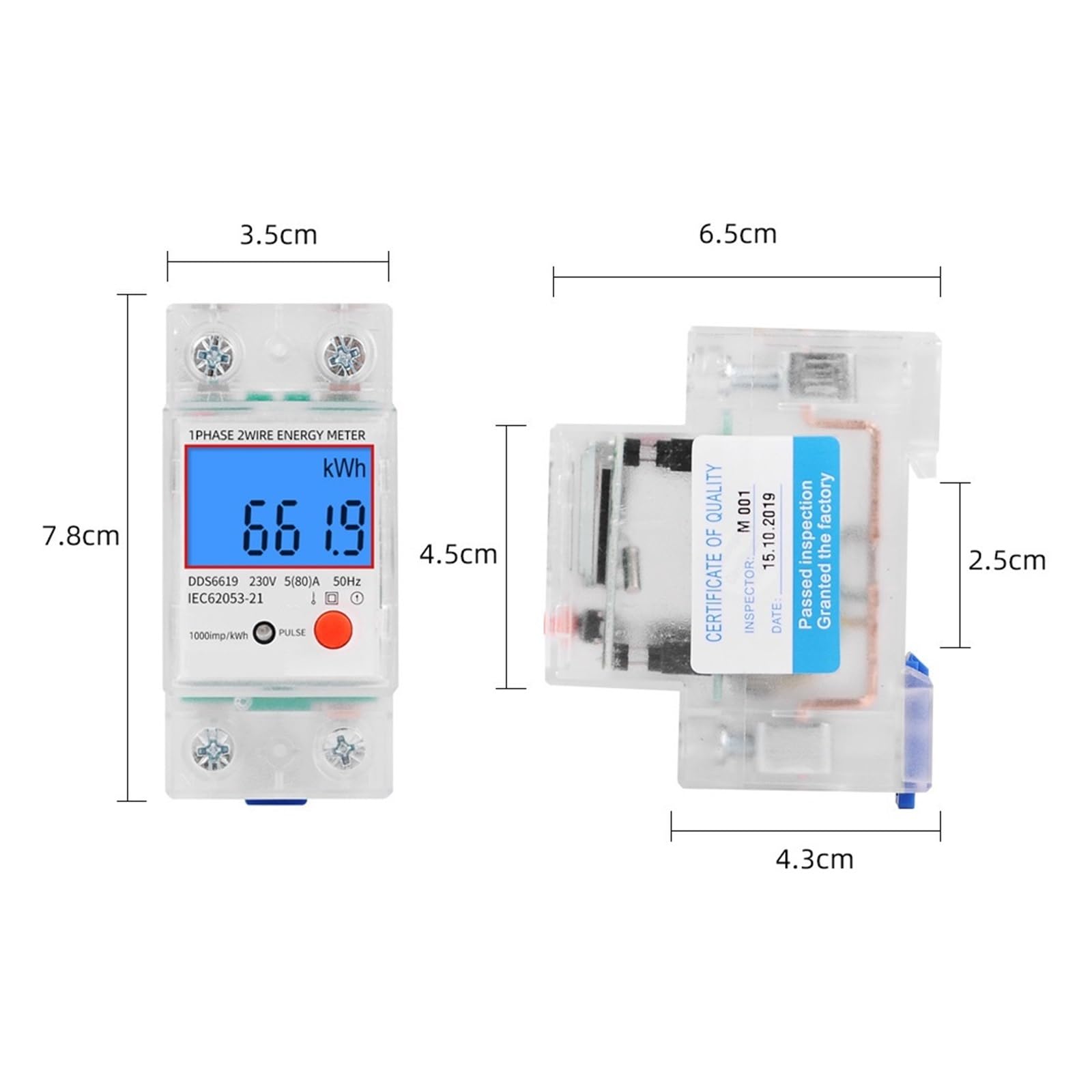Compteur D'énergie Monophasé À Affichage Numérique LCD, AC 230V, 80a, 2P, Kwh, Consommation D'énergie, Wattmètre Avec Rétro-éclairage