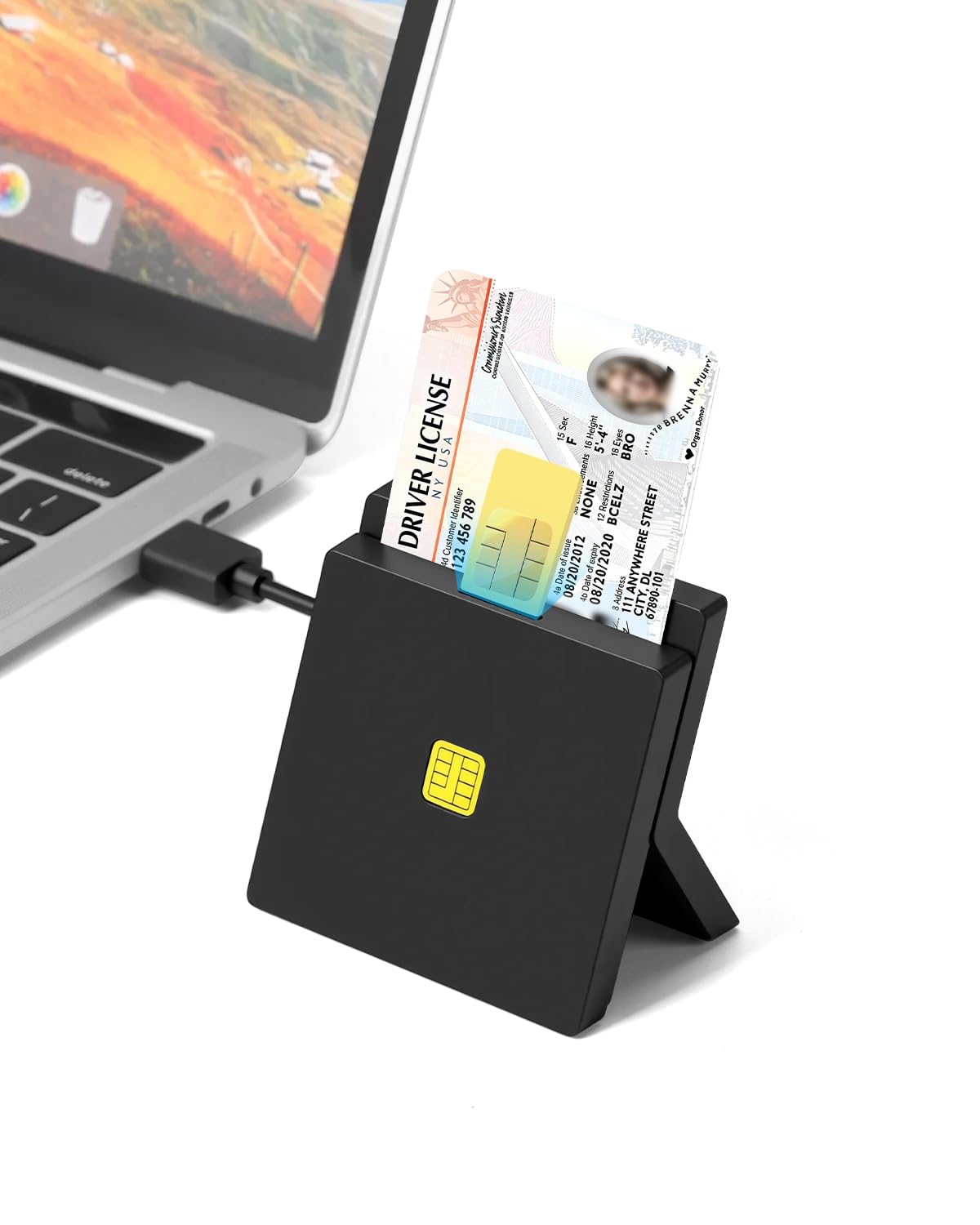 ID Card Reader, 2-in-1 USB-A Chip Card Reader for CAC and SIM Cards