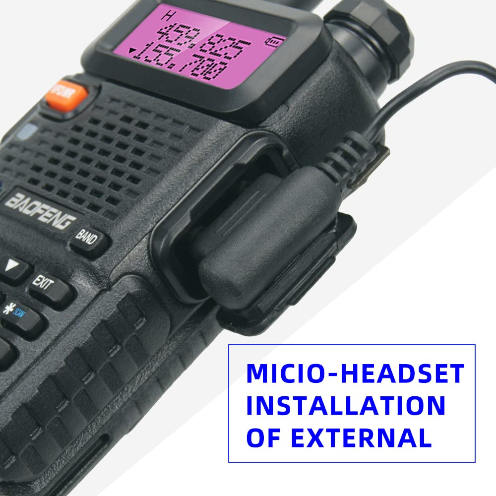 UV-5R 8W Walkie Talkie Haute Puissance FM Radio 128 canaux Radio Communication Transmetteur-récepteur avec écouteurs Noir