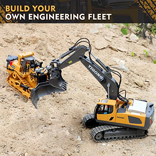Fuuy Rc Bulldozer Construction Toy For Kids Ages 3 Year Old, Realistic Remote Control Bulldozer Metal Rc Construction Vehicle Shovel Ripper Rc Truck Building Toys For Boys 4-7 Year Old Birthday Gifts #TOP4