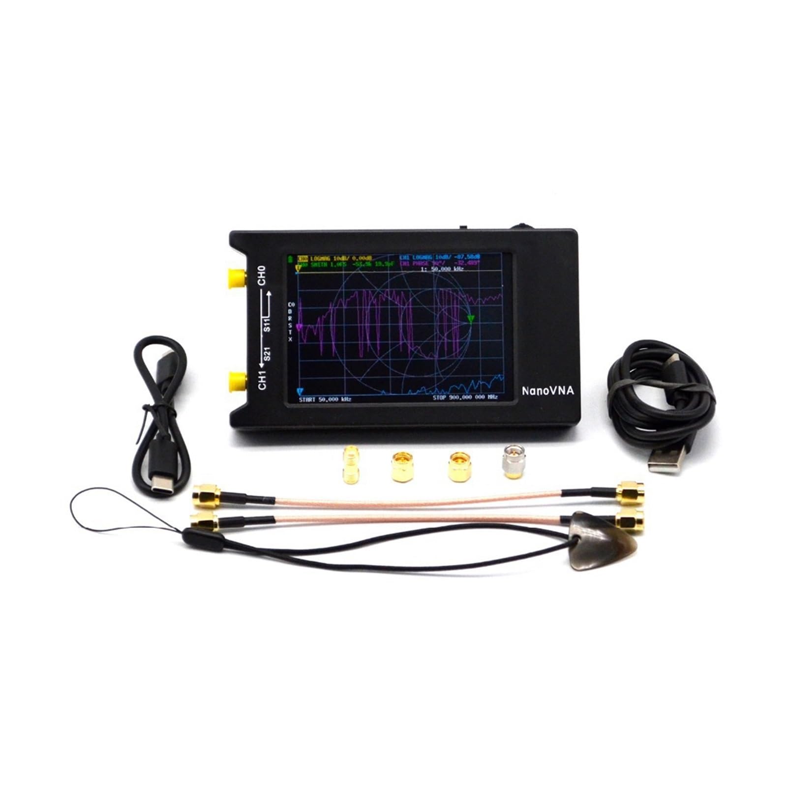 Analizator sieci NanoVNA-H4 Wektorowy Analizator Anten Sieciowych 10 KHz-1,5 GHz MF HF VHF UHF Cyfrowy Tester VNA-H do diagnostyki kabli sieciowych