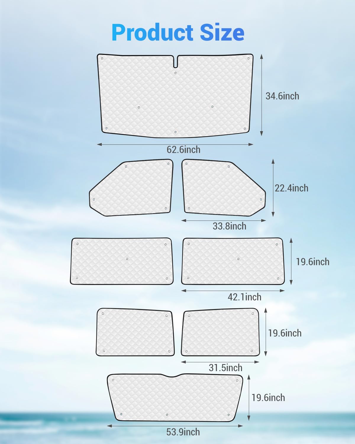 SUPAREE Sonnenschutz T5 Sonnenschutz Frontscheibe Wohnmobil Innen Thermomatte Wohnmobil Frontscheibe für SWB T5 T6 UV-Schutz 100% Okklusion mit Aufbewahrungstasche (8 Stück)