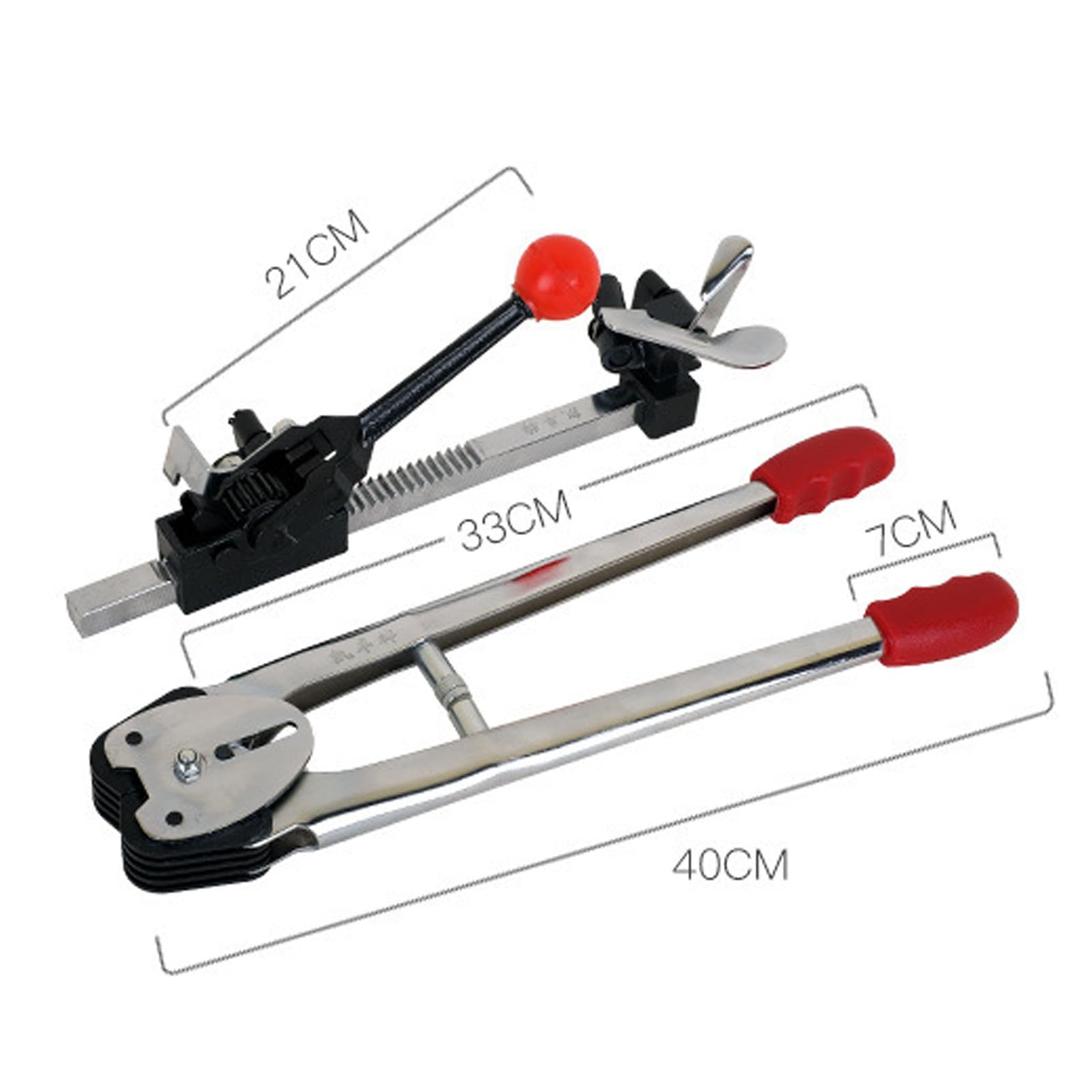 Macchina imballatrice manuale per balle, kit di strumenti per reggiatura per imballaggio di pallet in polipropilene 2 in 1, pinze tenditore per reggette, set di strumenti per sigillanti per reggette