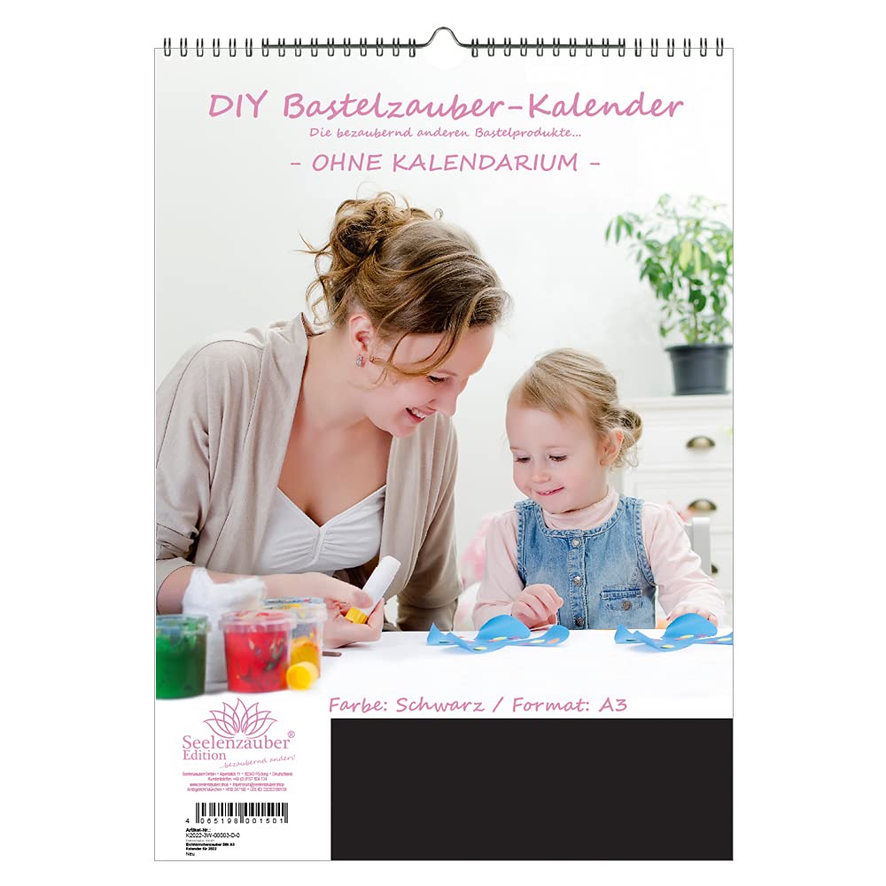 DIY Bastelzauber Wall Calendar for Crafts without Calendar DIN A3 Portrait Format Colour: Black
