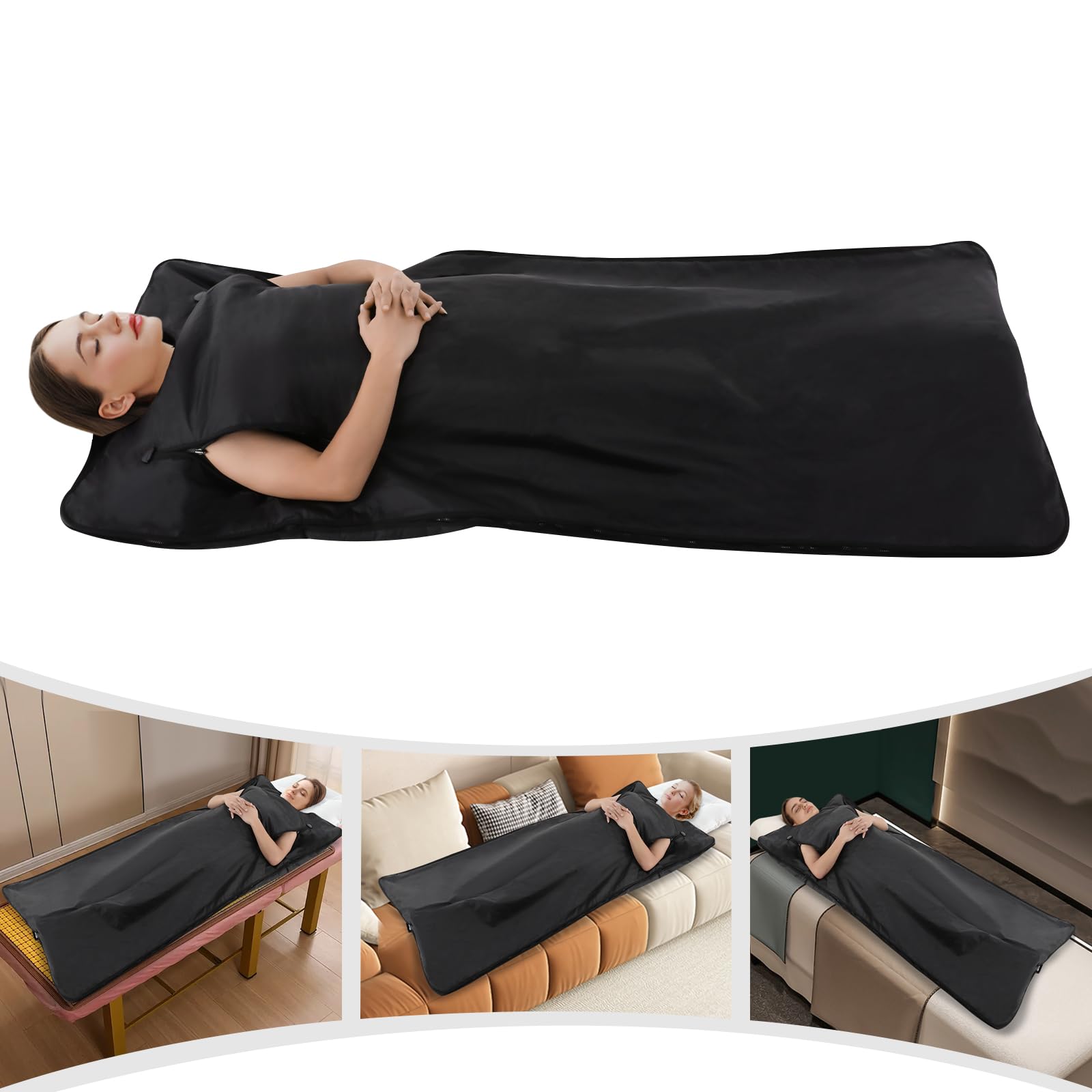 Manta térmica para sauna de infrarrojos, 500 W, para sauna, con mando a distancia, bolsa portátil, 30-70 ℃ 20-60 min, para sudar, relajación, desintoxicación, mejora la piel