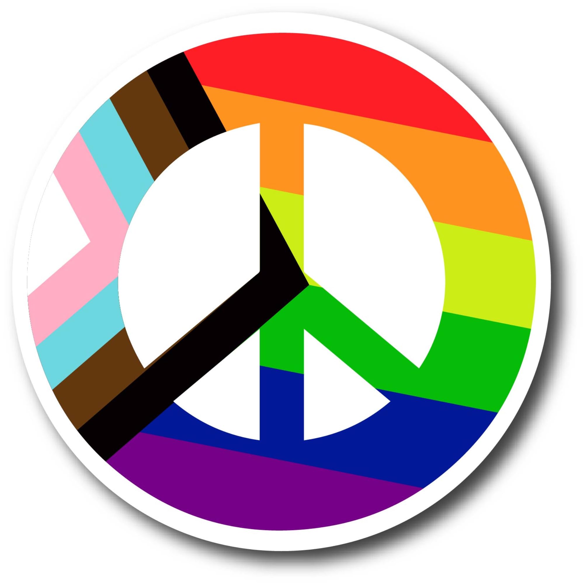 Magnet Me Up LGBTQ Peace Sign Magnet - Rainbow Pride Magnet, Waterproof UV Printed Vinyl - 5 Inch Round, Heavy Duty Automotive Magnet for Truck SUV Bumper, Equality Love, Made in USA
