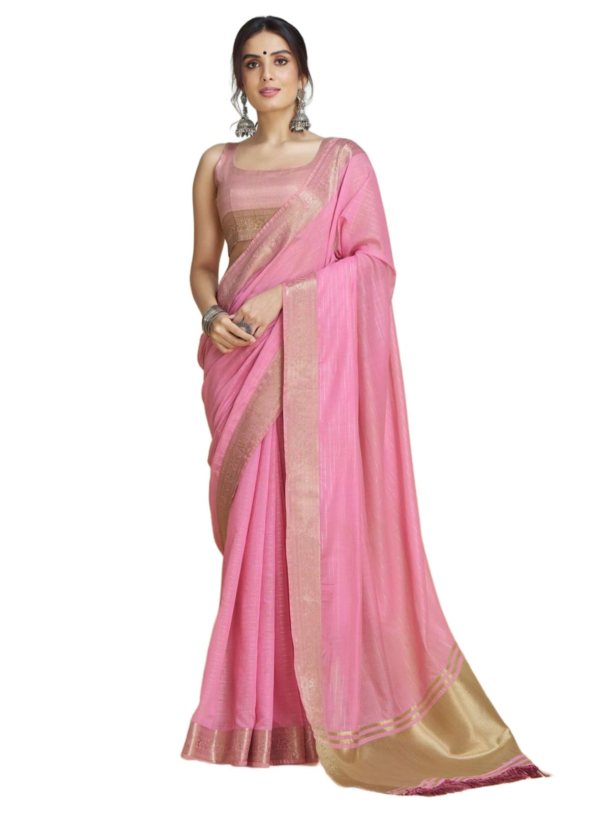 Womens Khadi Premium Cotton Saree with Unstitched Blouse Peice-image-48