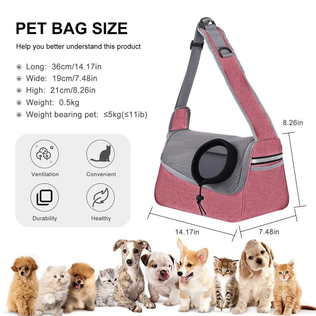 PETCUTE Bolso de Hombro para Mascotas,Bolsa de Transporte para Perros y Gatos con Correa de Seguridad Interior,Bolsa de Viaje para Mascotas con Correa de Hombro Ajustable,Bolsillos,Máx 5kg