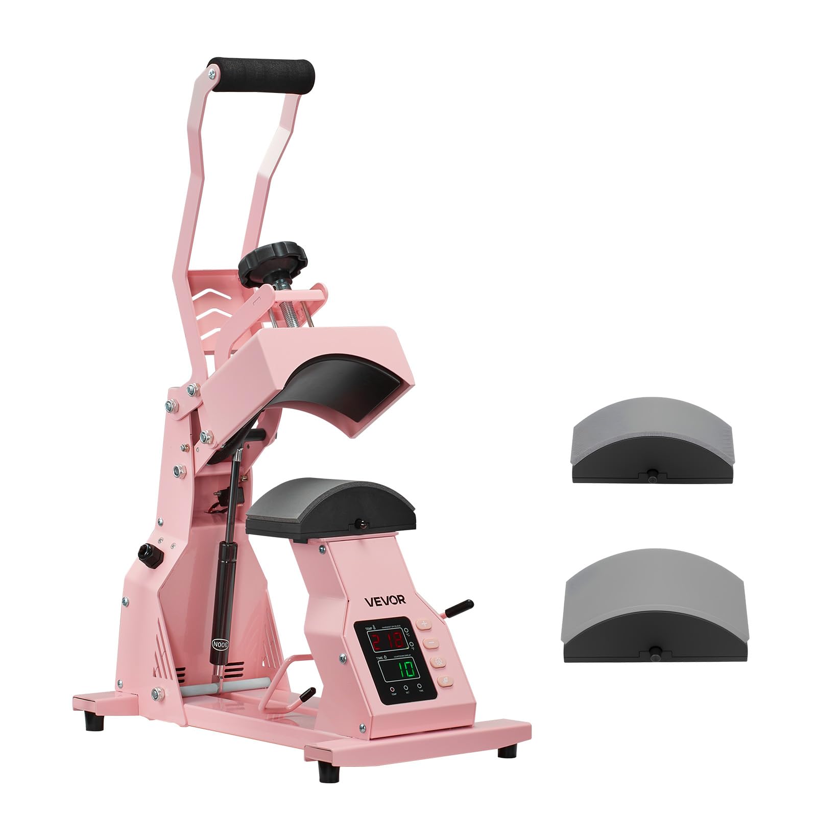 VEVOR Pressa a Caldo per Cappelli con 2 Piastre Intercambiabili, Macchina per Pressatura a Caldo per Cappelli con Controllo della Temperatura e del Tempo, per Cappellini, Fasce, Mascherine, Rosa