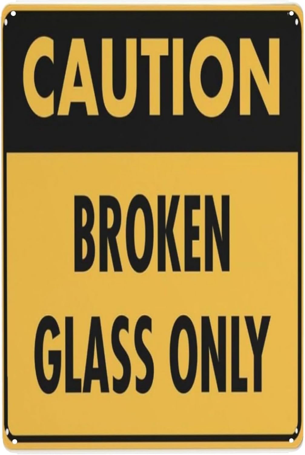 Bdeyfg Colour4 Caution Broken Glass Metal Sign Aluminum Warning Tin Signs For Outdoor Business Yard Lawn Sign Home Decor 8X12 Inch