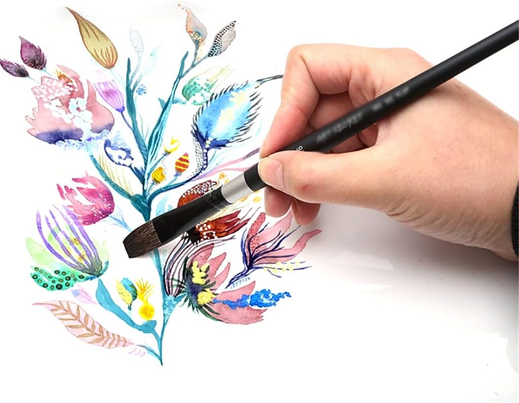 Hair Flat Watercolor Paint Brush Art Painting Brushes for Professional Watercolor Gouache Acrylic Drawing