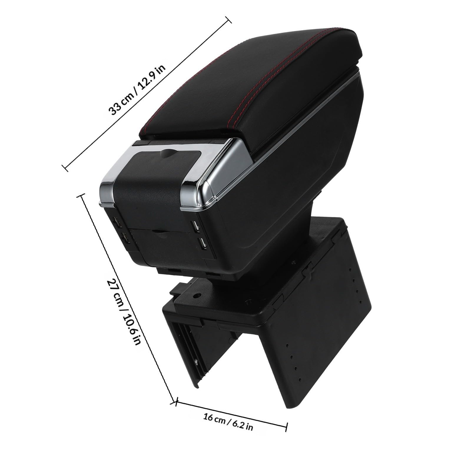 Accoudoir de Voiture Rangement, Largeur Réglable, Plastique Noir