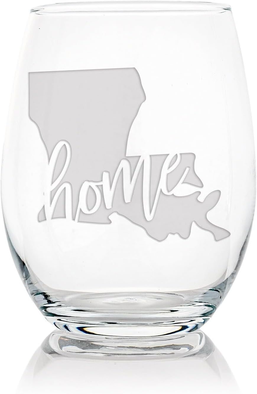 Louisiana State Stemless Wine Glass - Louisiana Fan Gift - 2 Glasses