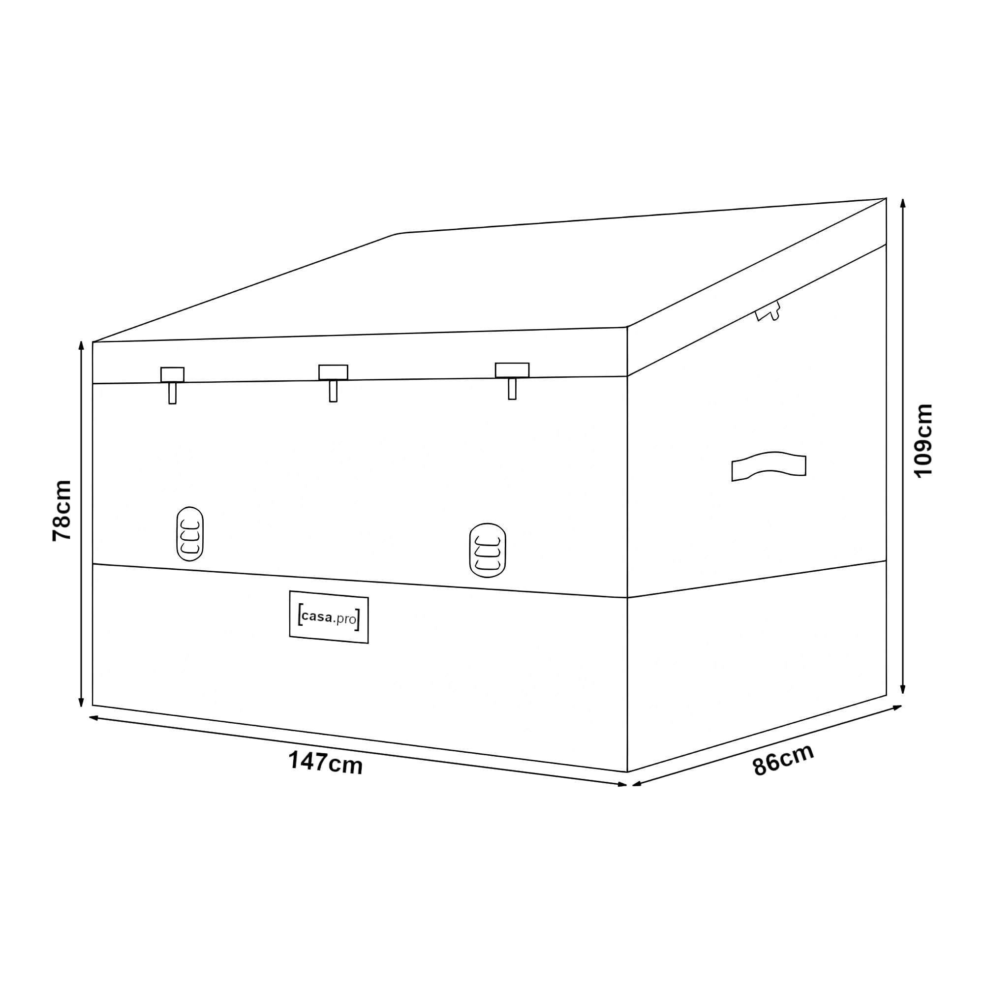 casa.pro Baule da Esterno Impermeabile 850 L Grigio/Nero