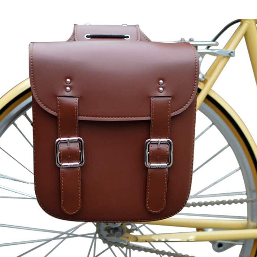 GOURIDE Retro Fahrradträger Tasche Leder Rückträger Fahrradtaschen Rücksattelstütze für Retro Fahrrad Sattelträger Zubehör Sport & Freizeit