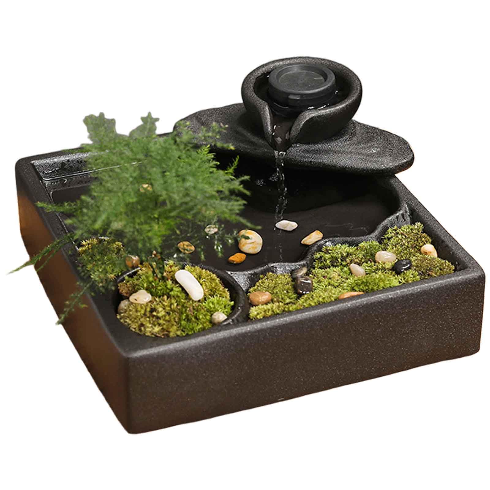 DFrywdgSEY tabletop fountain, Ceramic Pot Fountain Desktop Water Indoor, for and Home Decoration Table Desk Office Patio(H)