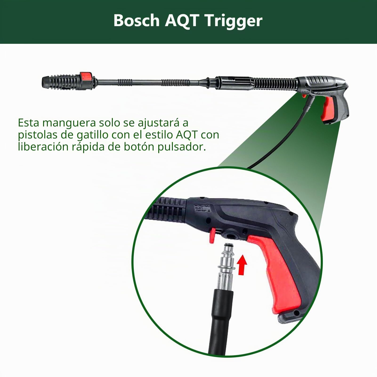 YUET Manguera de alta presión (10 m) Accesorio para lavadora de alta presión Bosch AQT Aquatak F016800360 negro