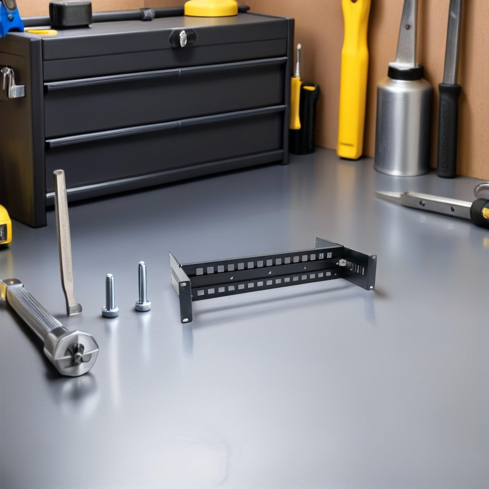 Toddmomy DIN-Schienen-Montagehalterung: 19"-Server-Rack-Montagesatz aus Aluminiumlegierung – 2 HE, Tiefe einstellbar von 2,5 cm bis 20,3 cm, Tragkraft 8 kg – Passend für Medienkonverter